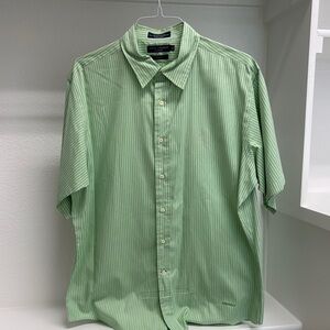 Daniel Cremieux Tailored Fit Men’s XL 100%‎ Cotton Short Sleeve Green Striped